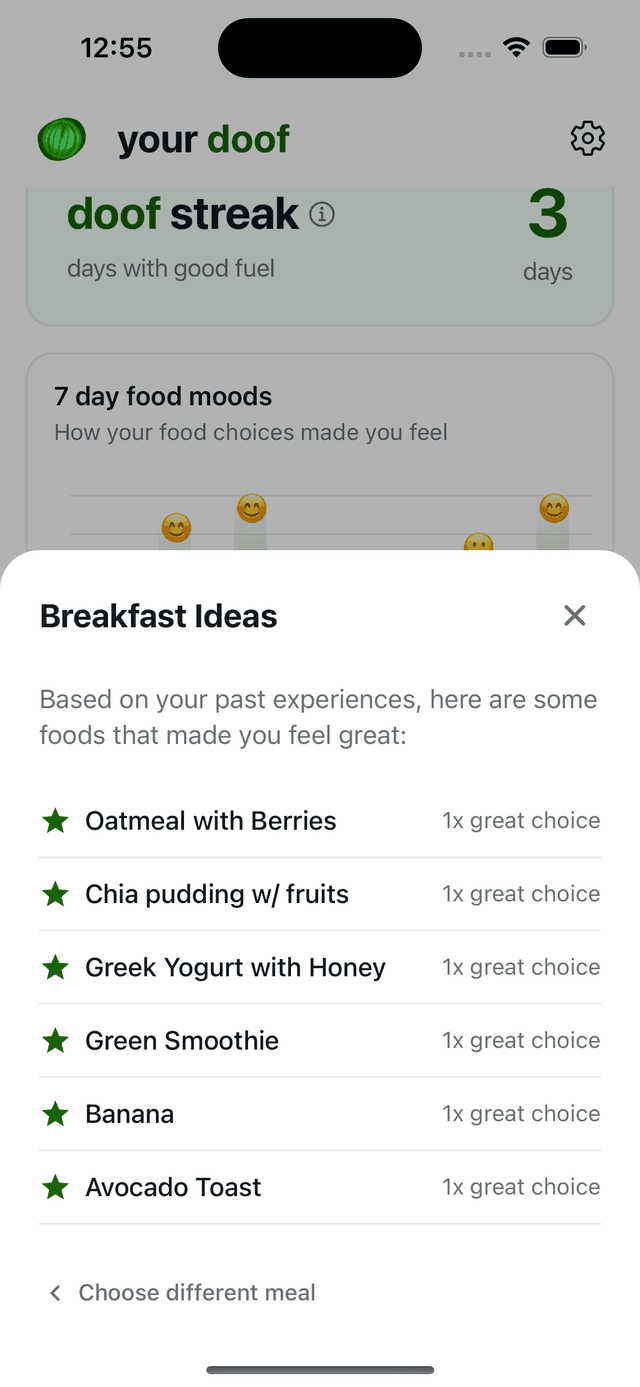 doof app breakfast recommendations